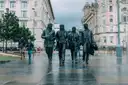 Beatles statue rainy liverpool