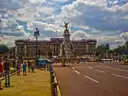 Buckingham Palace and the Victoria Memorial seen from across the road