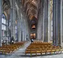 The tall Gothic nave of Canterbury Cathedral