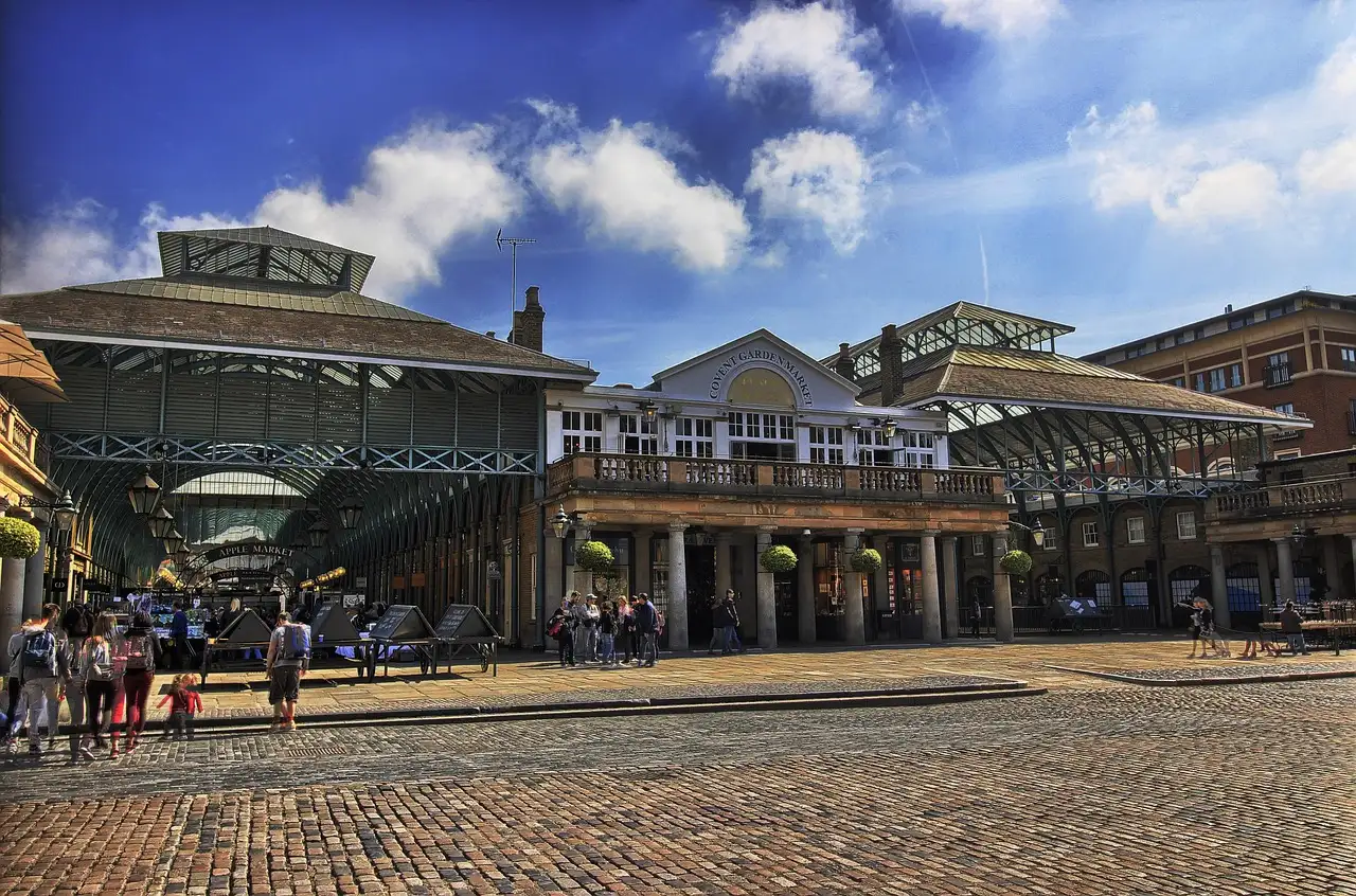 The Covent Garden market building across its cobbled piazza
