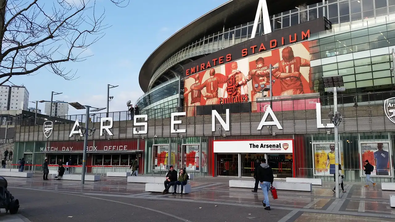 The outside of the Emirates Stadium, with the match day box office