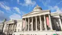 Columned front and dome of the National Gallery on Trafalgar Square