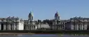 The twin domes of the Old Royal Naval College in Greenwich seen across the Thames