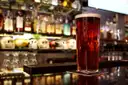 Pint of ale on pub bar