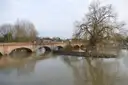 Old stone Clopton Bridge over the River Avon at Stratford-upon-Avon
