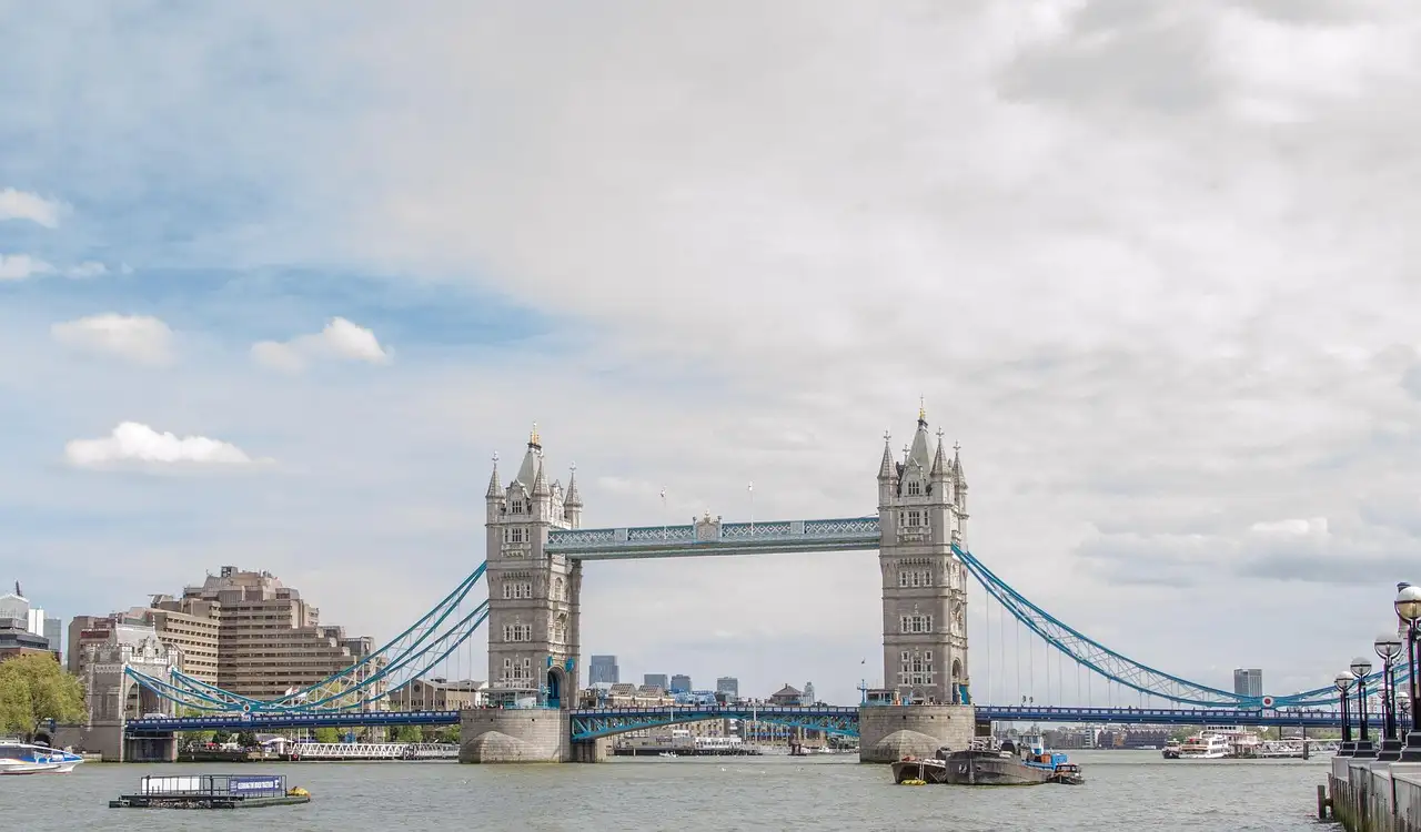 Tower Bridge over the River Thames on a cloudy day