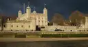 Tower of London seen from across the Thames in low evening light