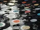 Vinyl records scattered