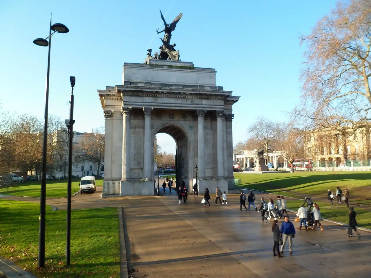 Wellington Arch at Hyde Park Corner in winter sun