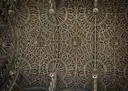 The fan-vaulted stone ceiling inside Westminster Abbey