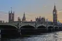 Westminster Bridge and the Houses of Parliament with Big Ben at dusk