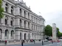 The ornate government offices on Whitehall beside the Cenotaph war memorial